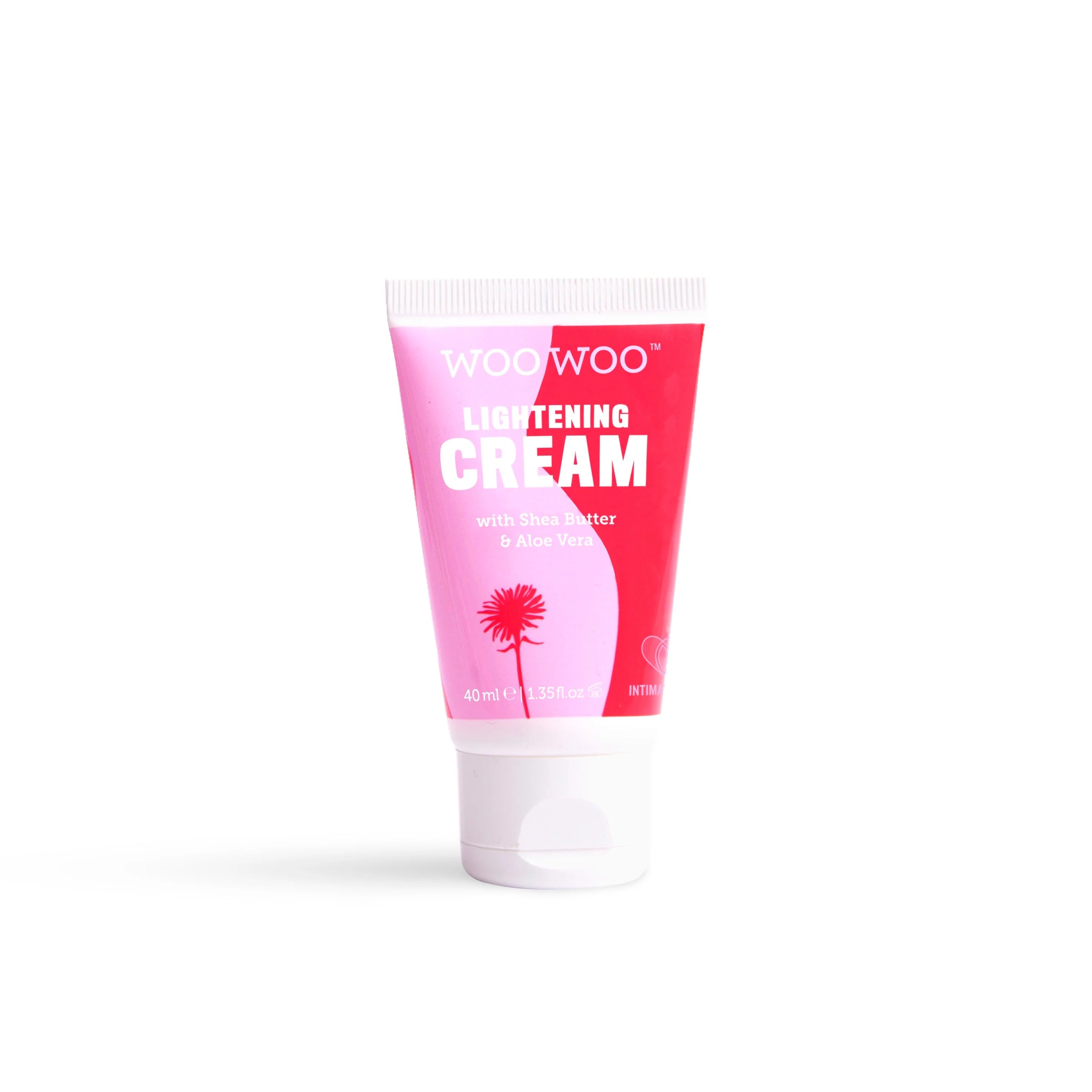 Tube of Woo Woo Whitening Cream on a white background