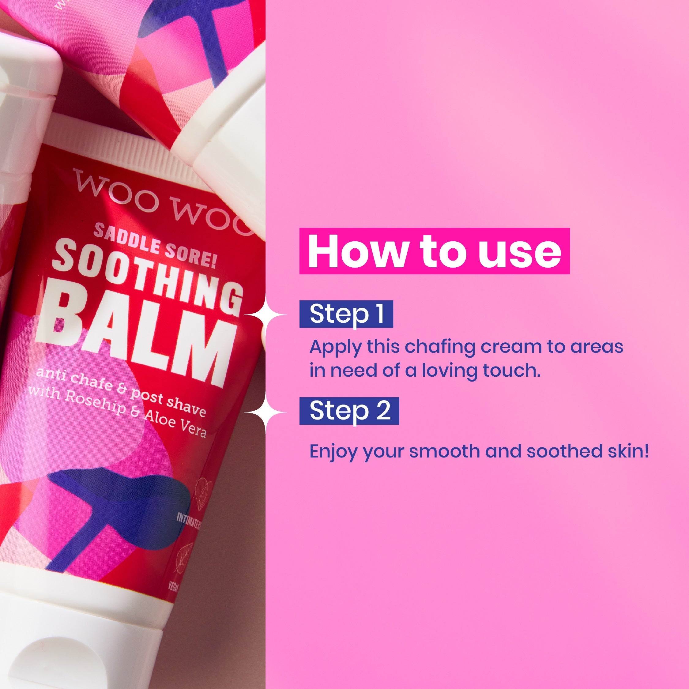 Tube of WooWoo soothing balm with text &