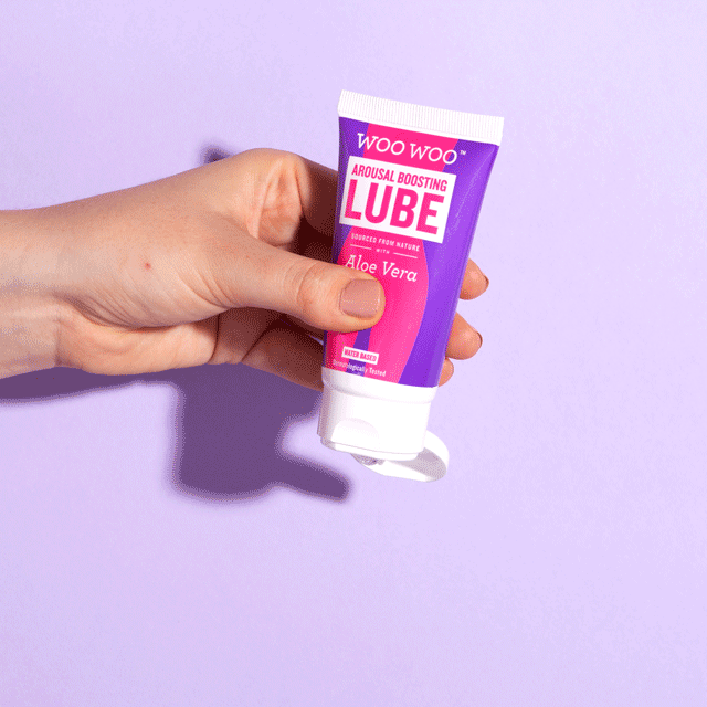 GIF of WooWoo Arousal Boosting Lube being squeezed 